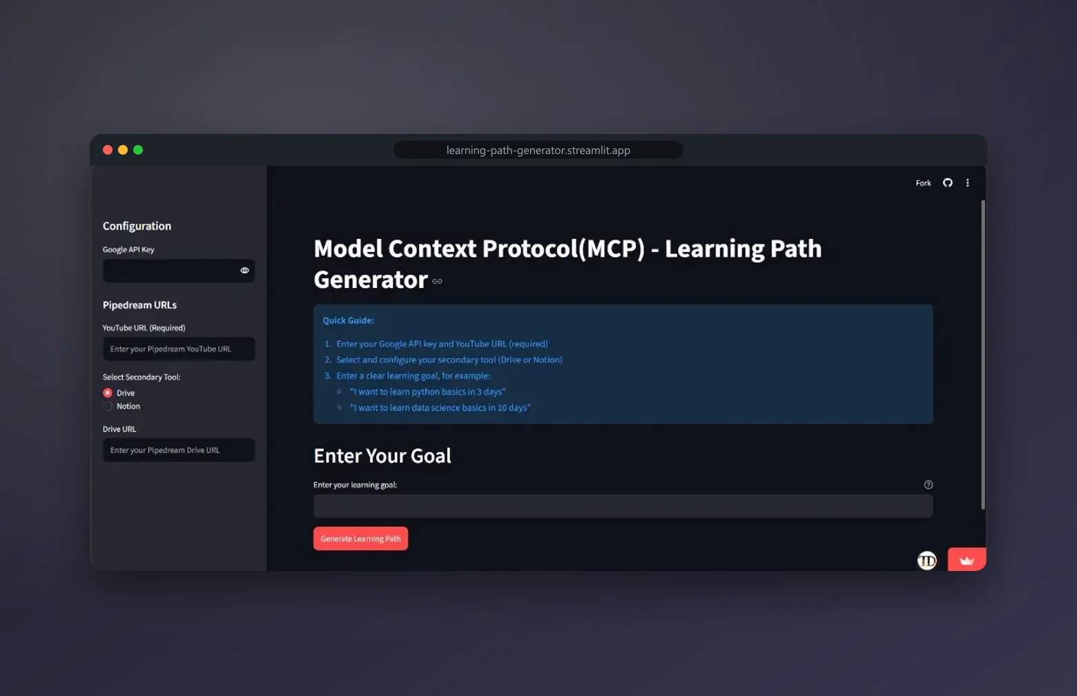 Learning Path Generator preview